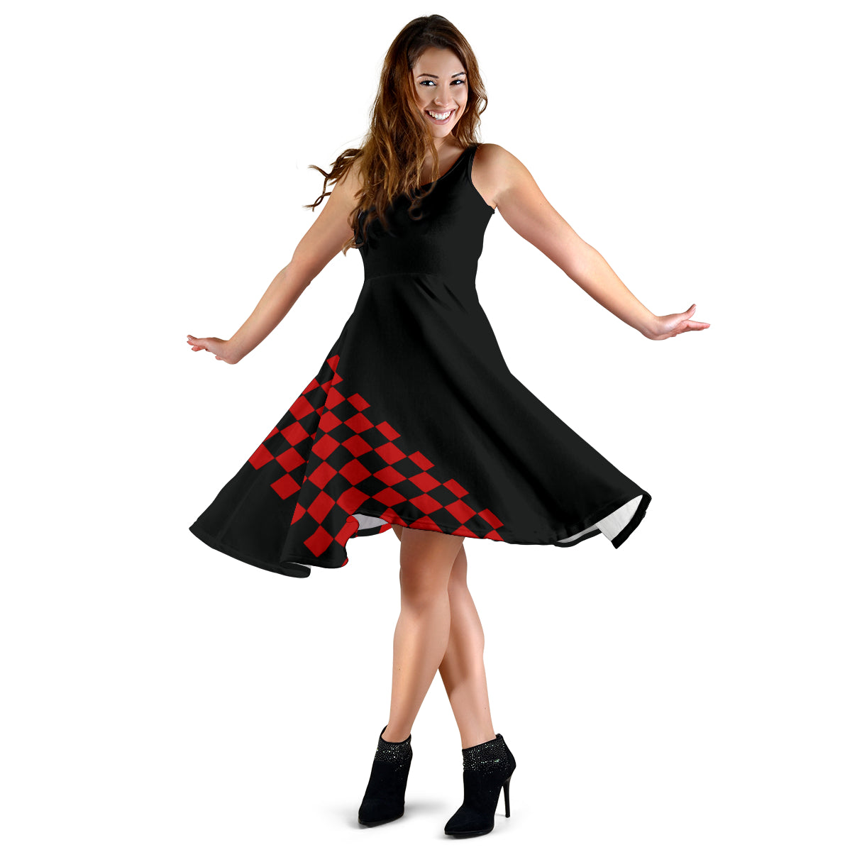 Designer-Kleid "Fred, schwarz/rot kariert