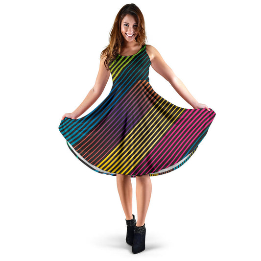 Designer-Kleid - bunt gestreift