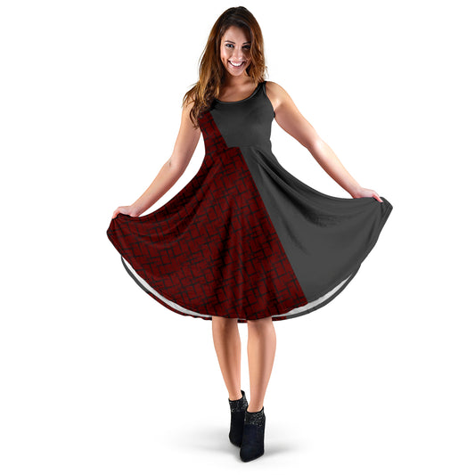 Designer-Kleid "Consi" - grau/weinrot