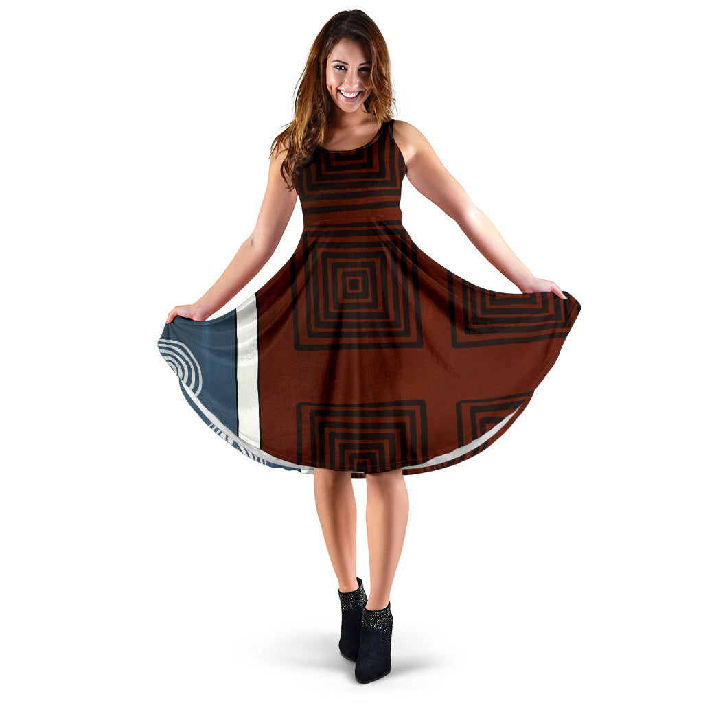 Designerkleid "Sophia"- braun/blau