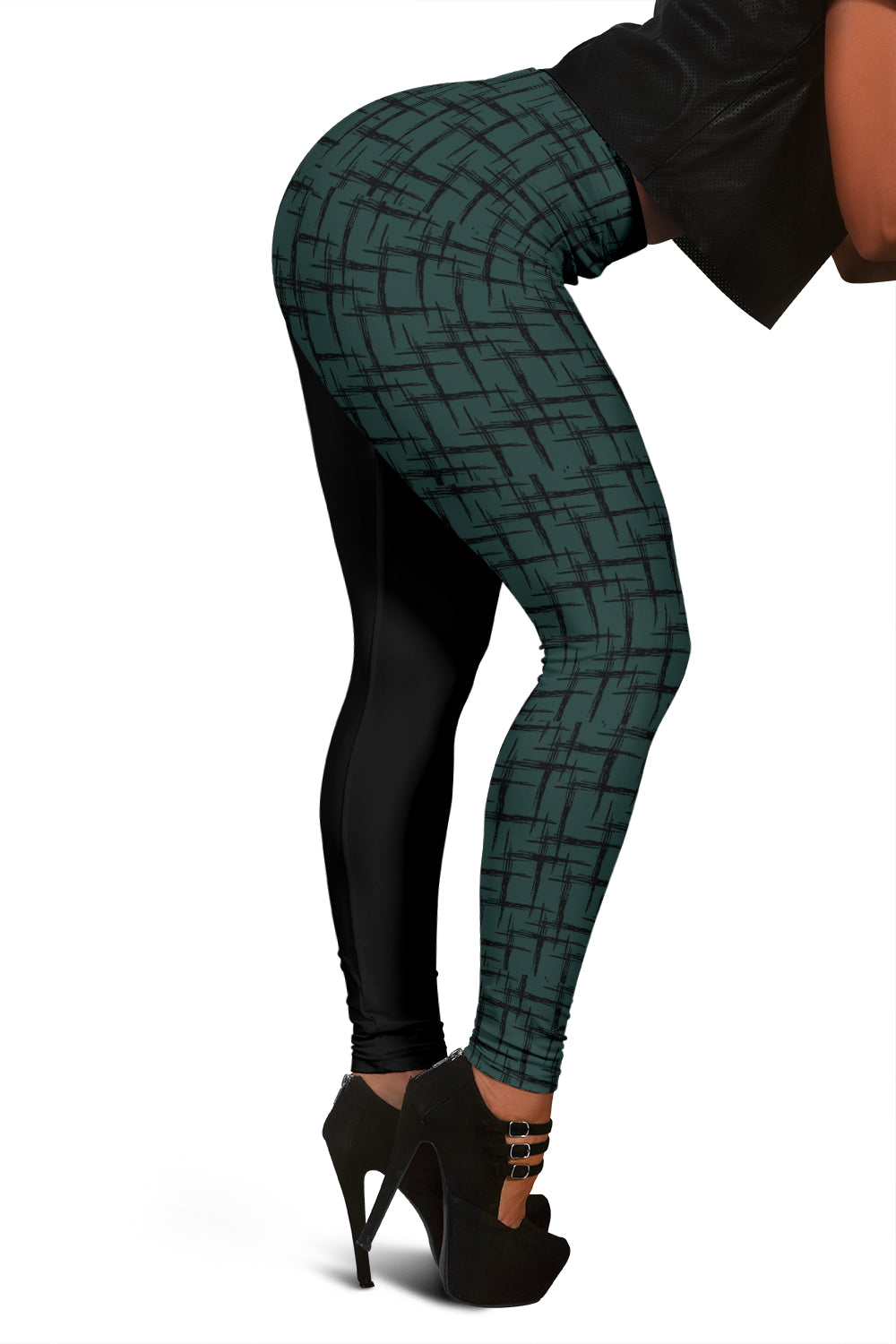 Designer-Leggins - schwarz/türkis