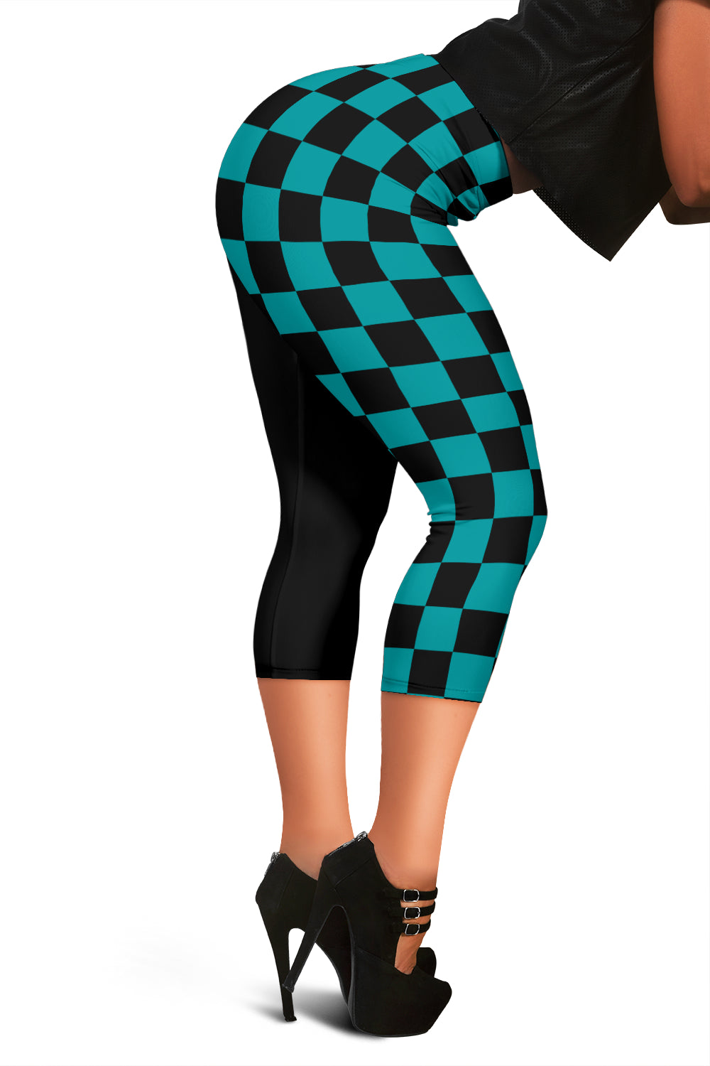 Capri Leggins - schwarz/türkis