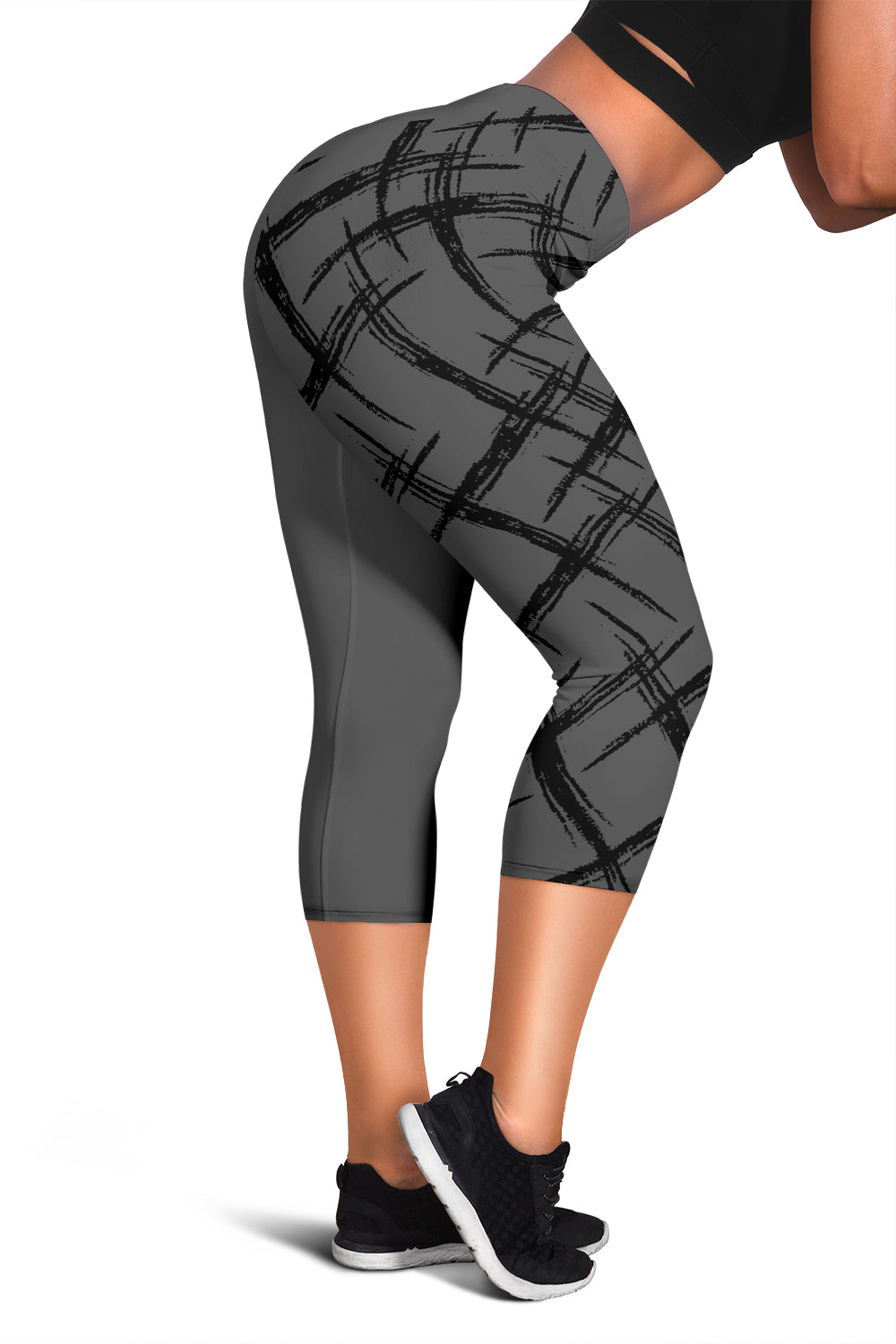 Designer-Capri-Leggins schwarz/grau