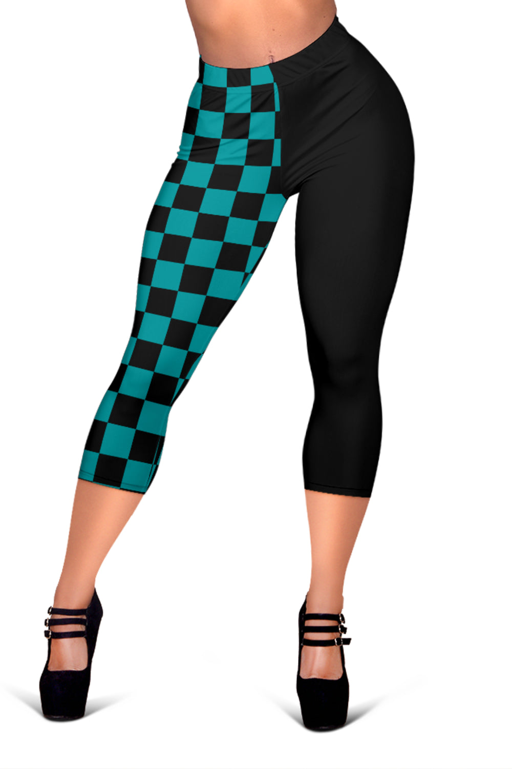 Capri Leggins - schwarz/türkis