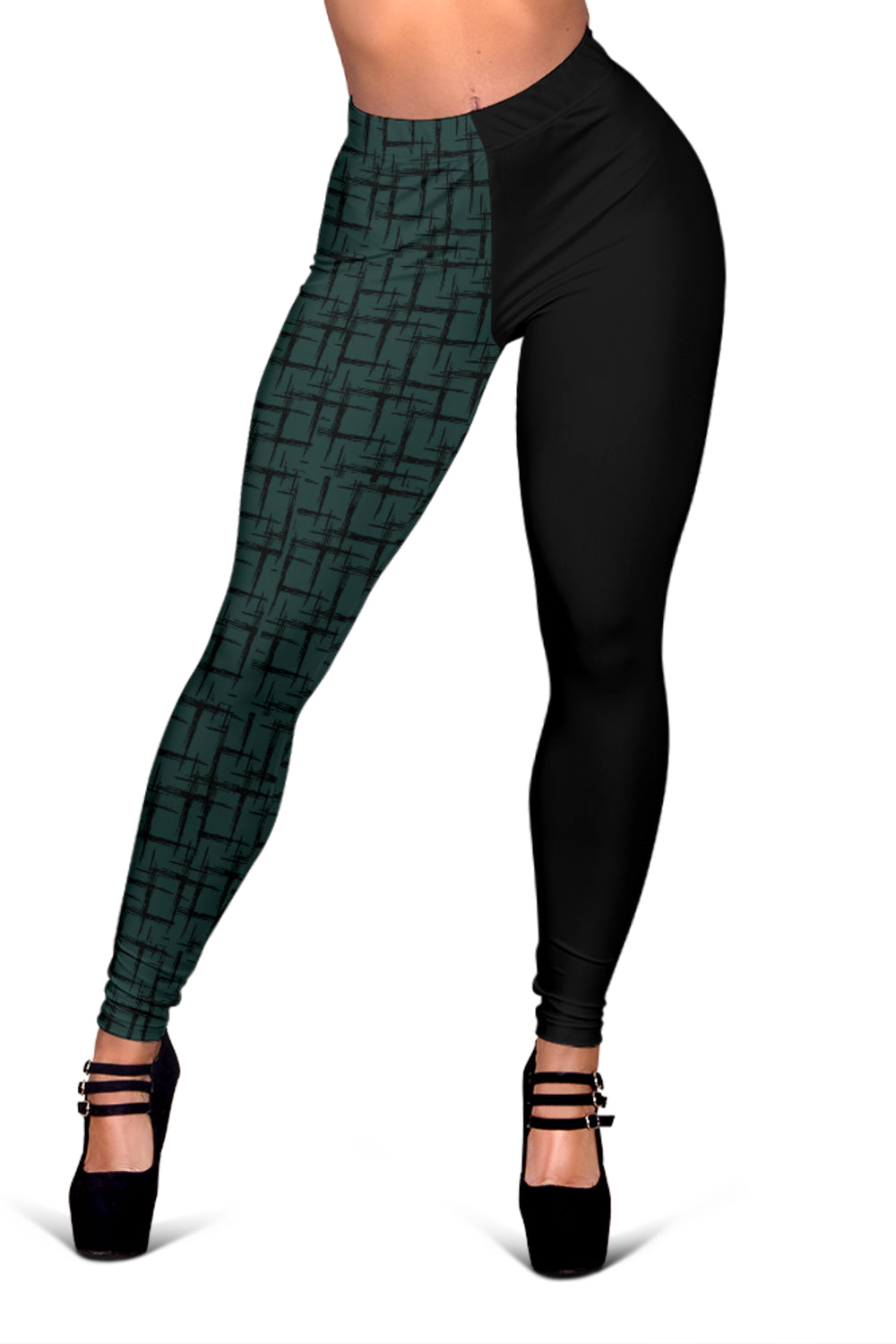 Designer-Leggins - schwarz/türkis