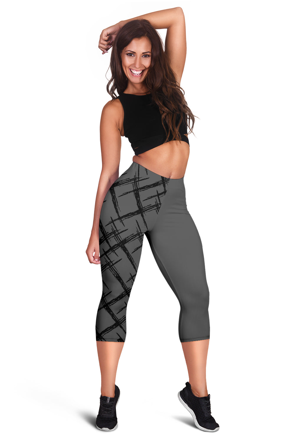 Designer-Capri-Leggins schwarz/grau