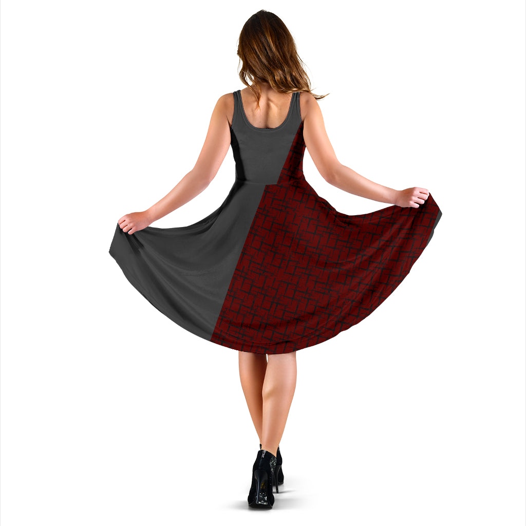 Designer-Kleid "Consi" - grau/weinrot