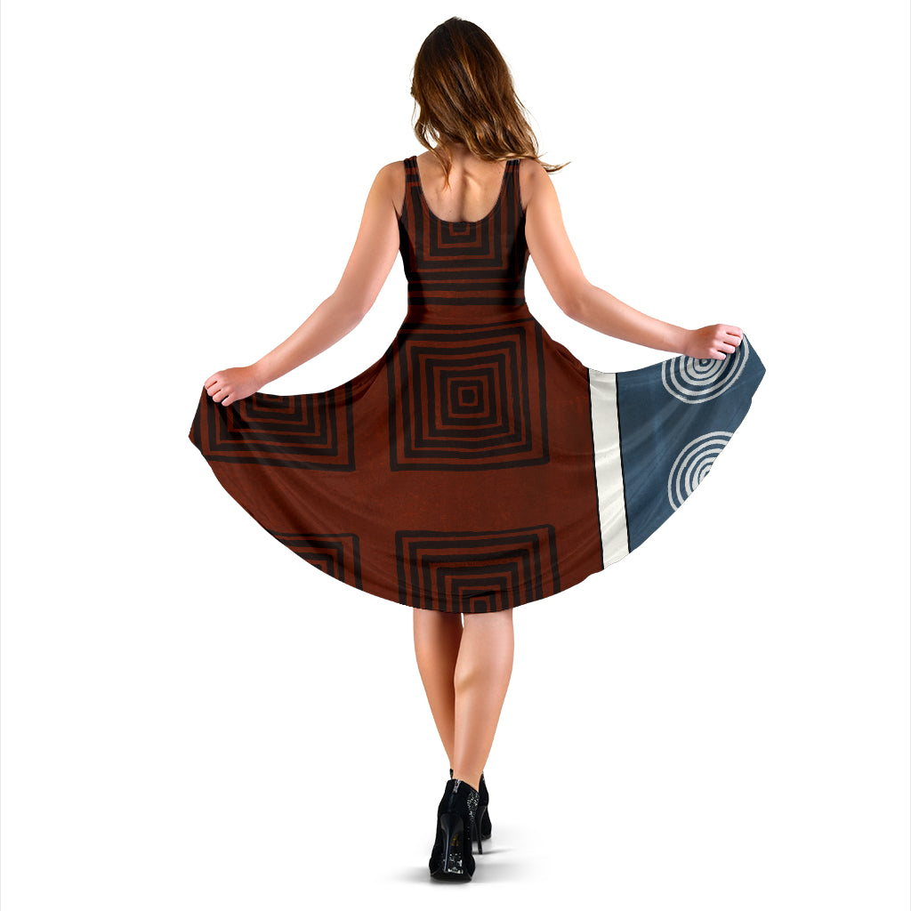 Designerkleid "Sophia"- braun/blau