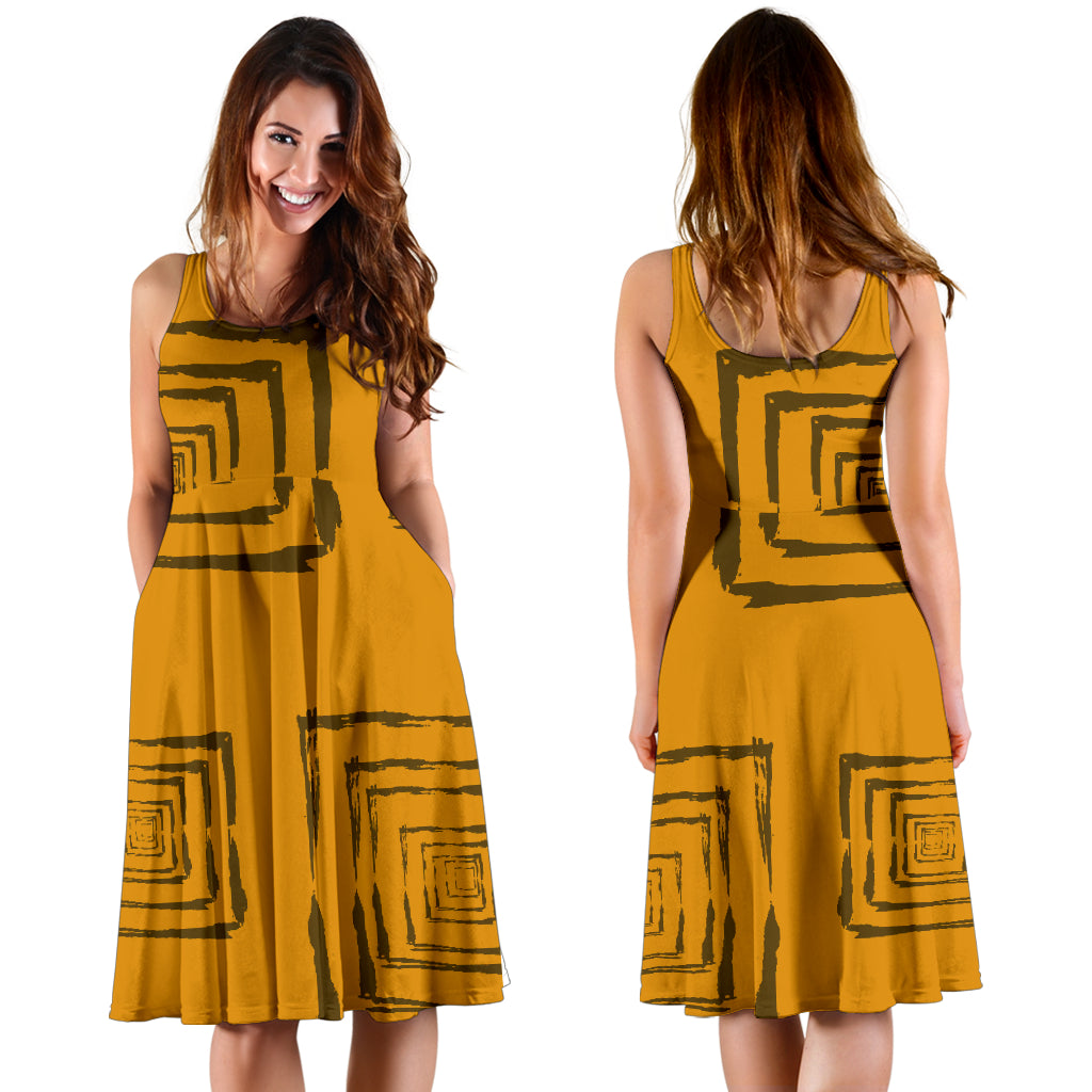 Designer-Kleid "Sophia - orange/petrol