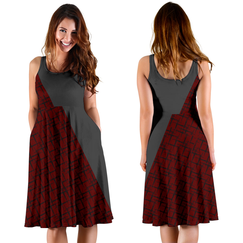 Designer-Kleid "Consi" - grau/weinrot