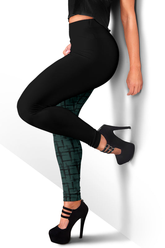 Designer-Leggins - schwarz/türkis
