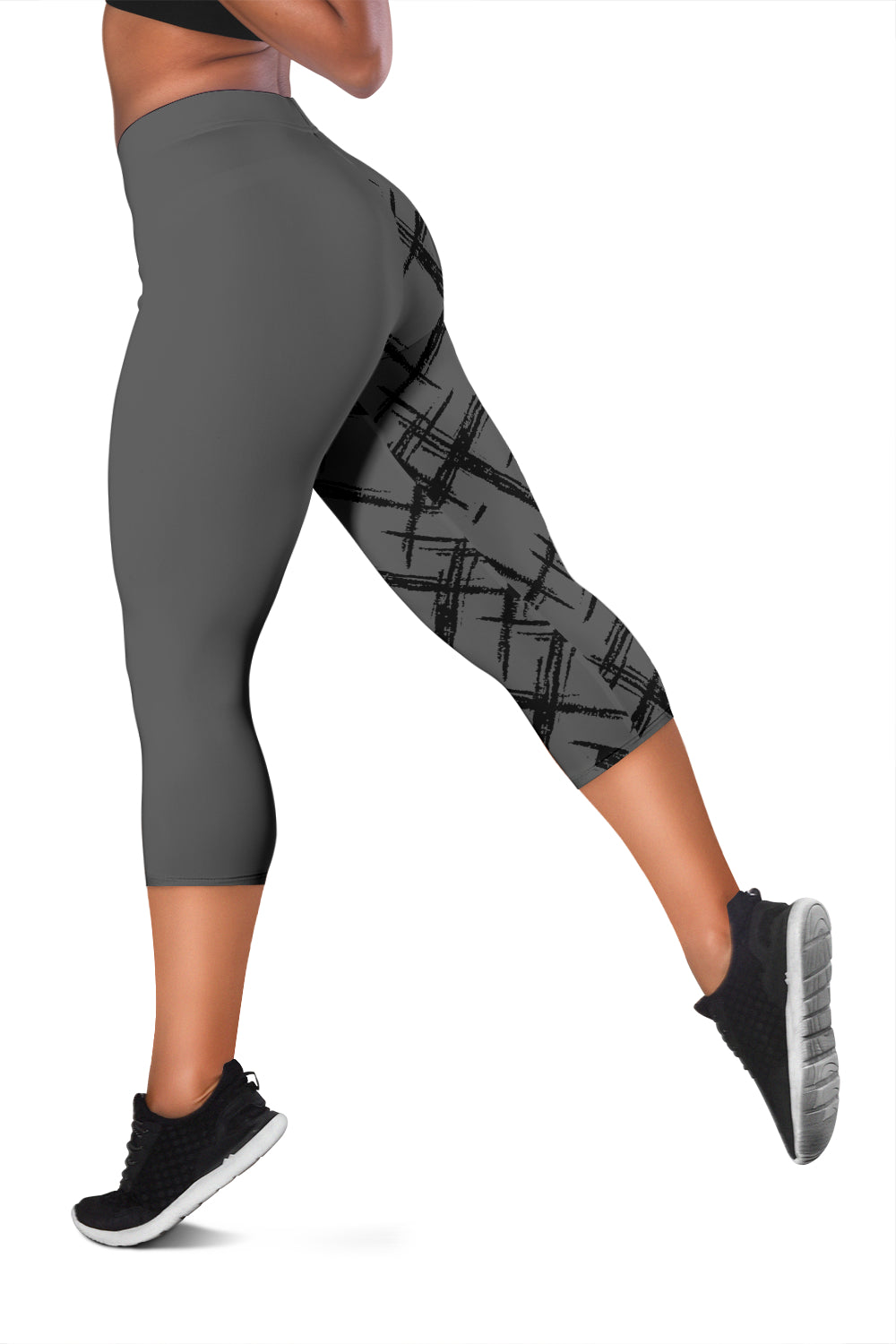 Designer-Capri-Leggins schwarz/grau