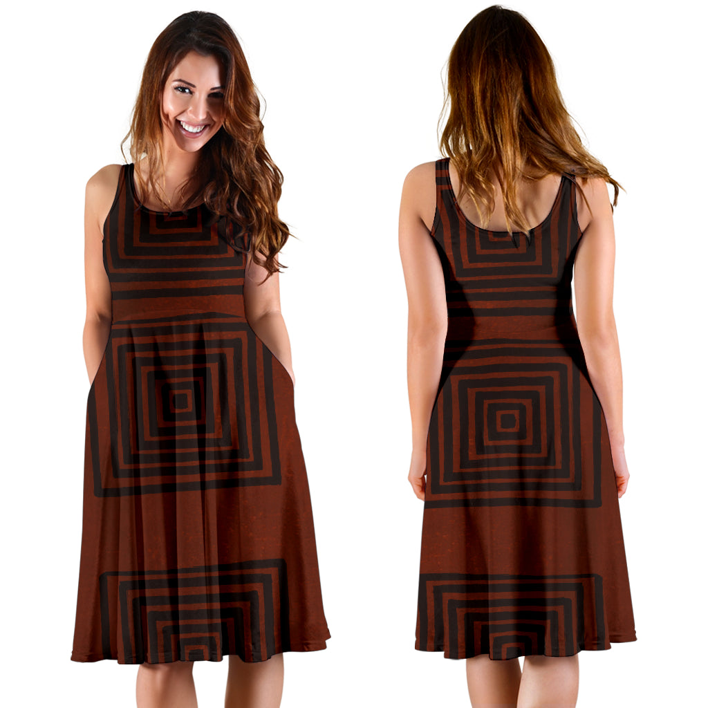 Designerkleid "Sophia"- braun/blau