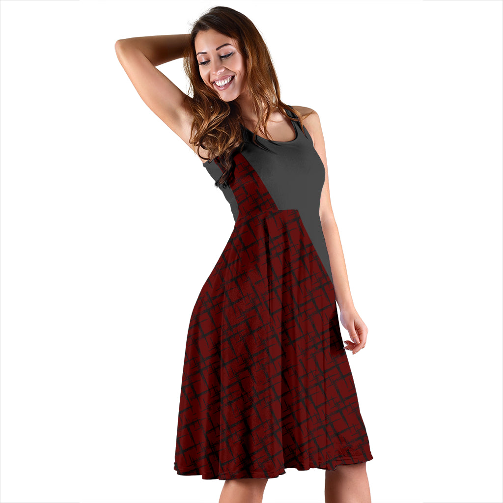 Designer-Kleid "Consi" - grau/weinrot