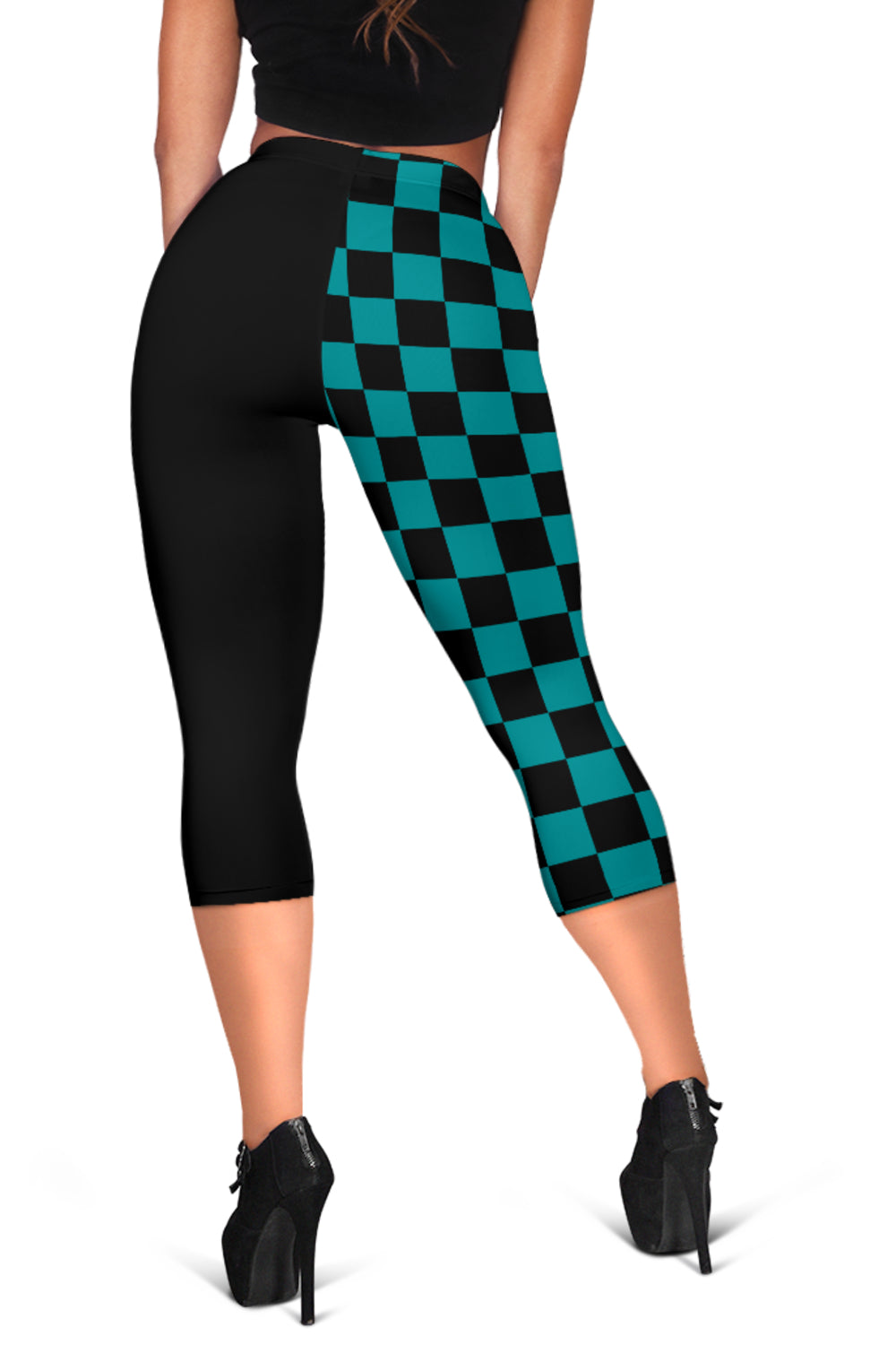 Capri Leggins - schwarz/türkis