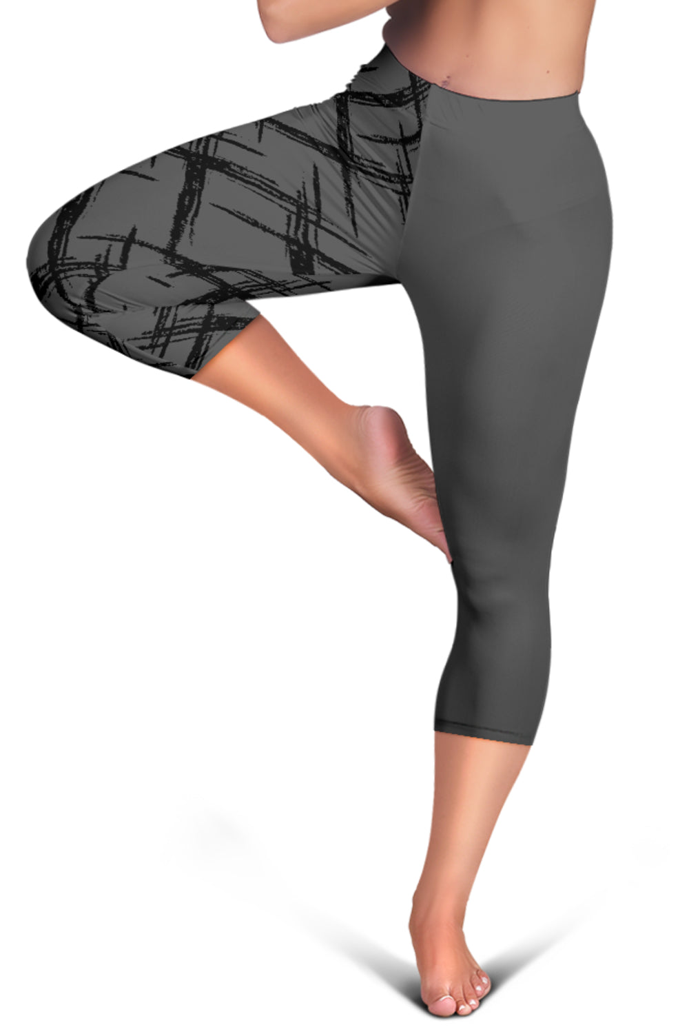 Designer-Capri-Leggins schwarz/grau