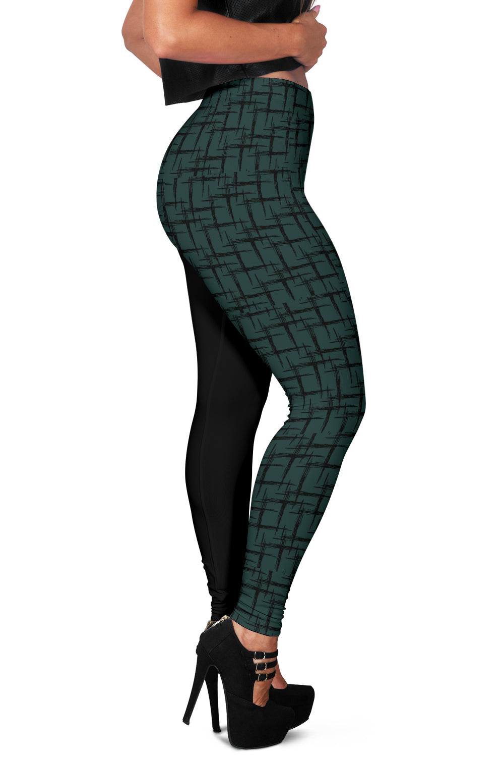 Designer-Leggins - schwarz/türkis
