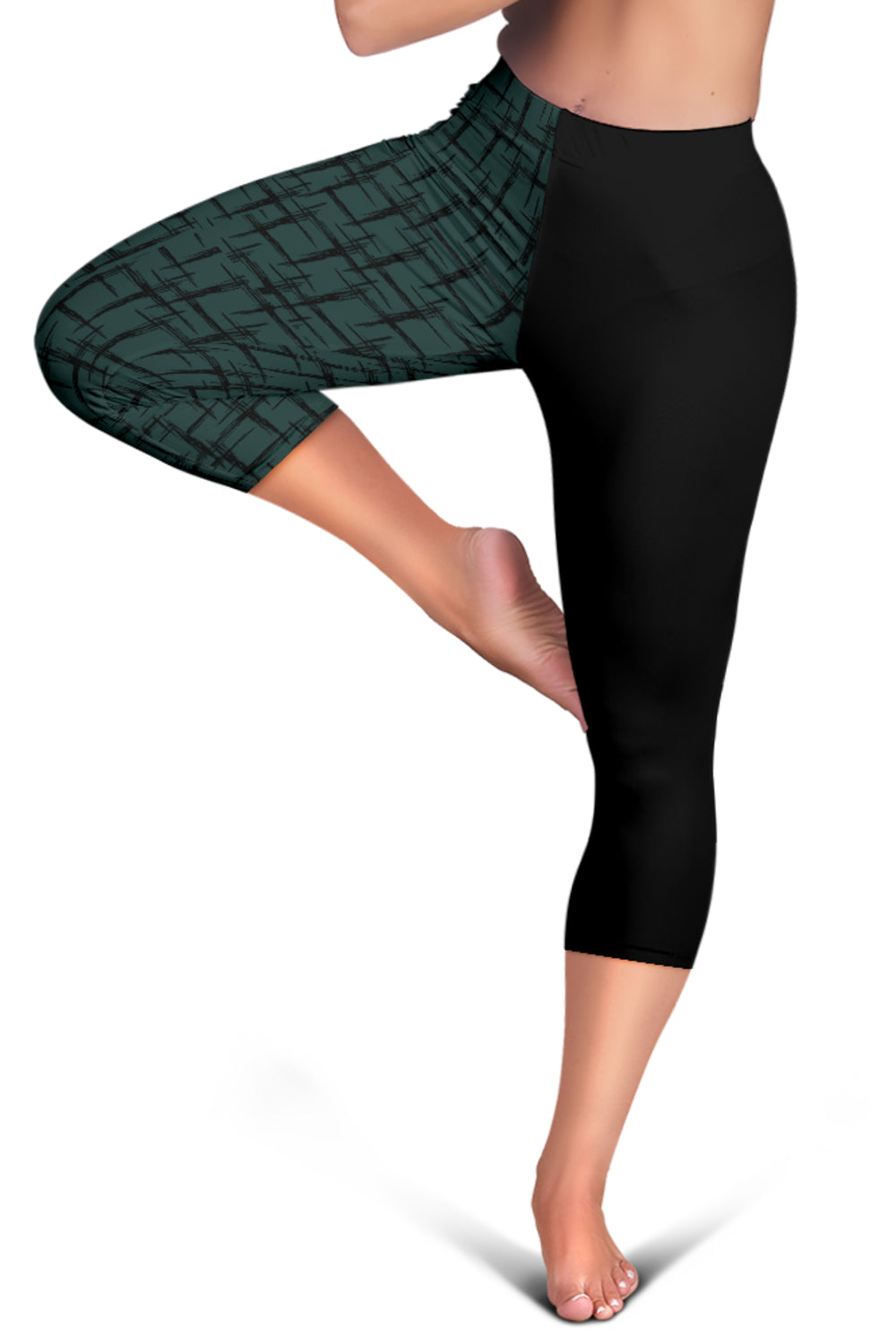 Designer-Capri-Leggins schwarz/türkis