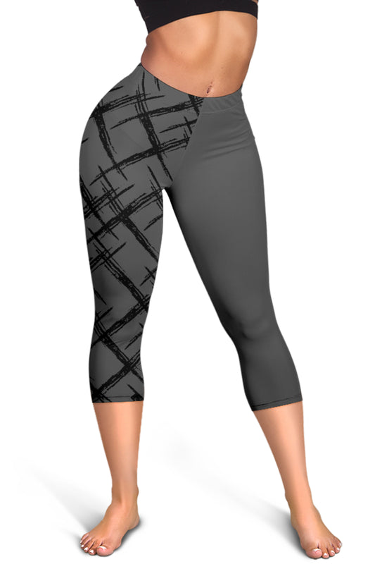 Designer-Capri-Leggins schwarz/grau
