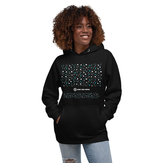 Baumwoll-Hoodie "Melanie" - schwarz/türkis/weiß