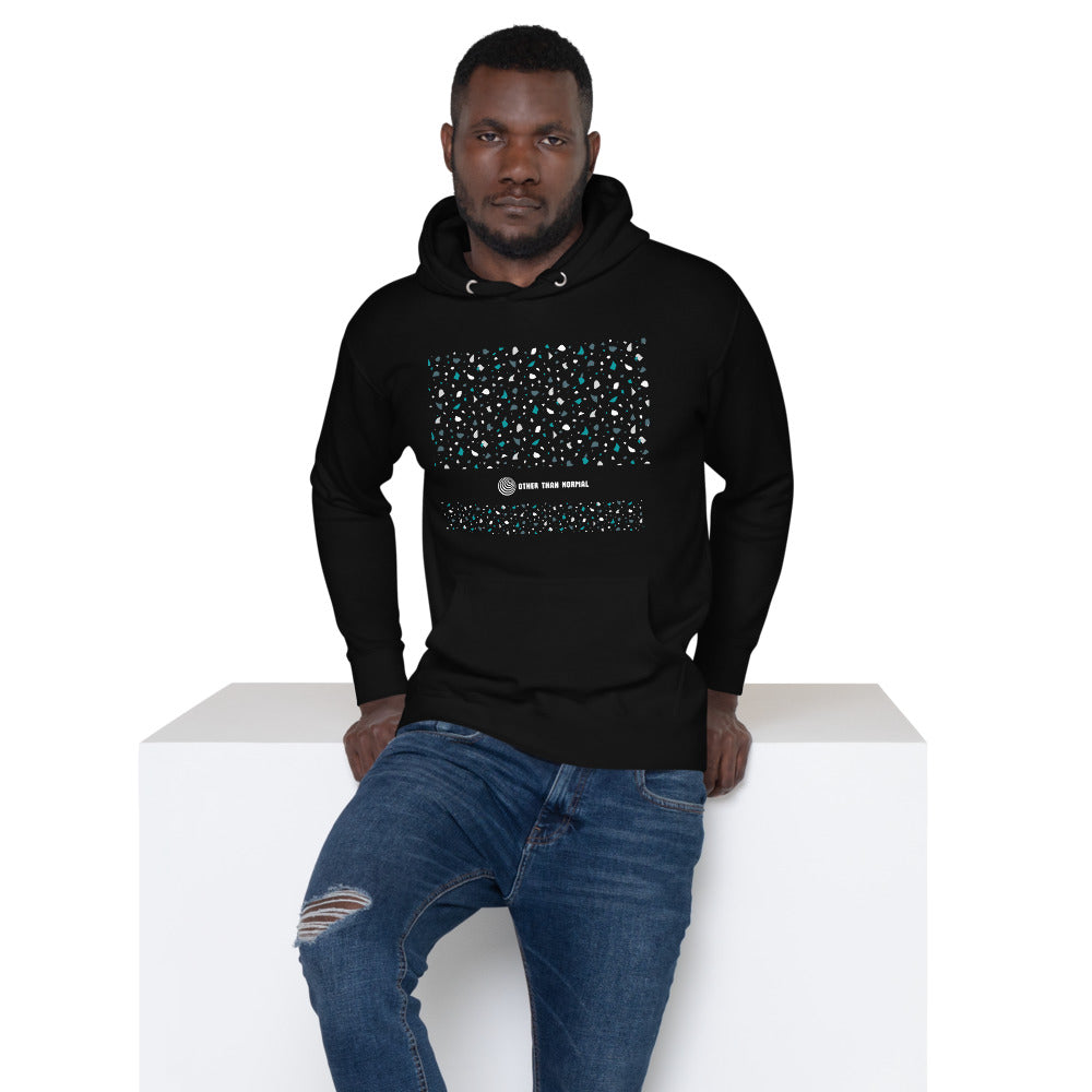 Baumwoll-Hoodie "Melanie" - schwarz/türkis/weiß