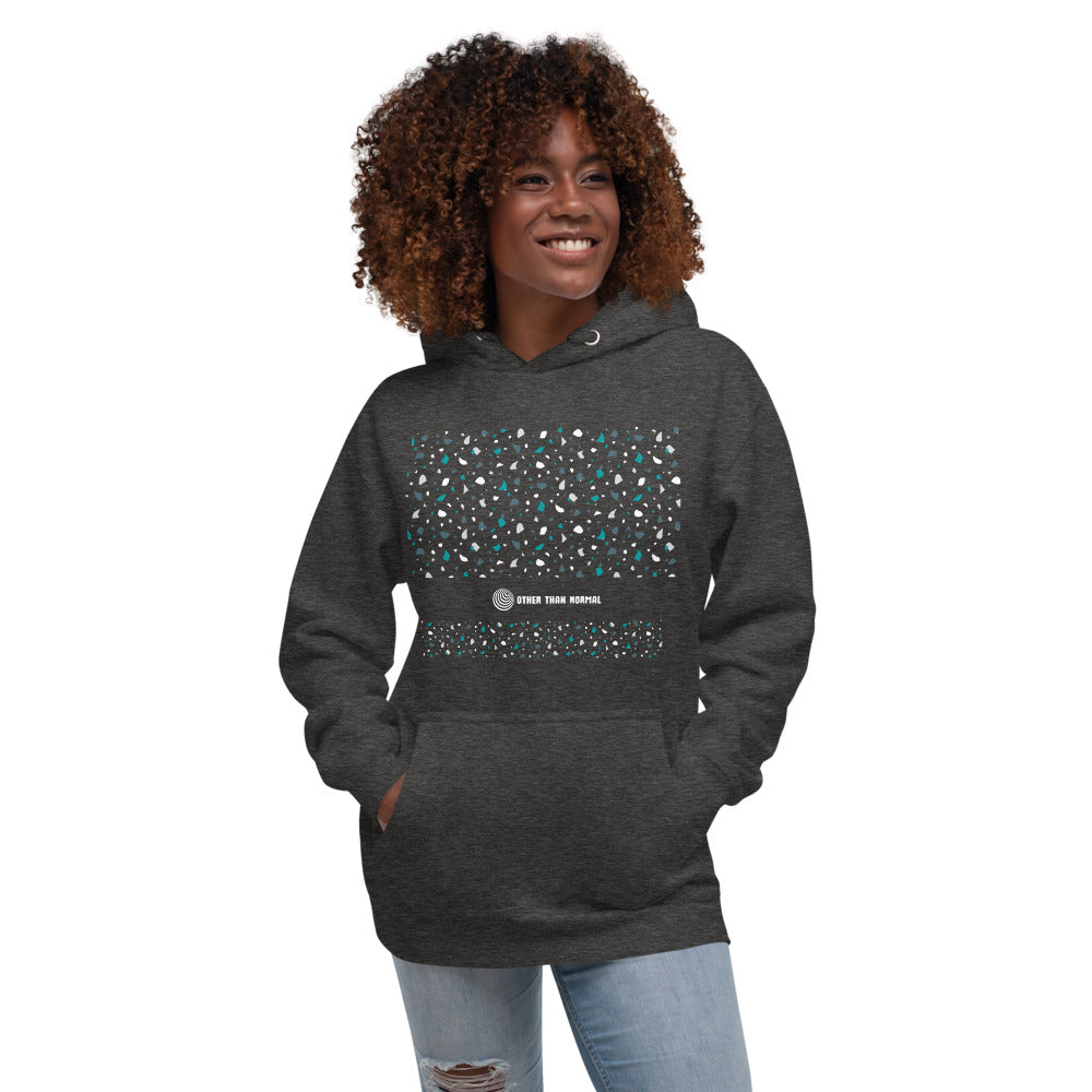 Baumwoll-Hoodie "Melanie" - schwarz/türkis/weiß