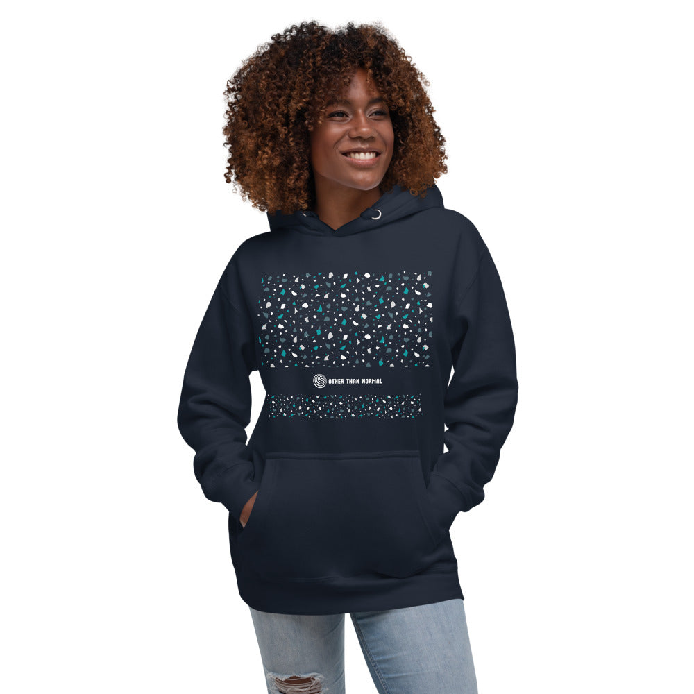 Baumwoll-Hoodie "Melanie" - schwarz/türkis/weiß