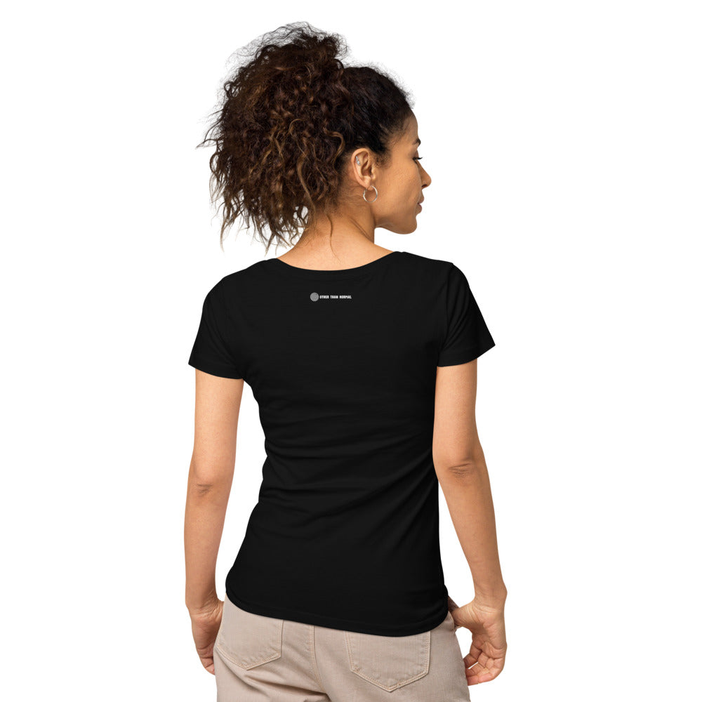 Basic Bio-T-Shirt für Damen, schwarz/weiß kariert