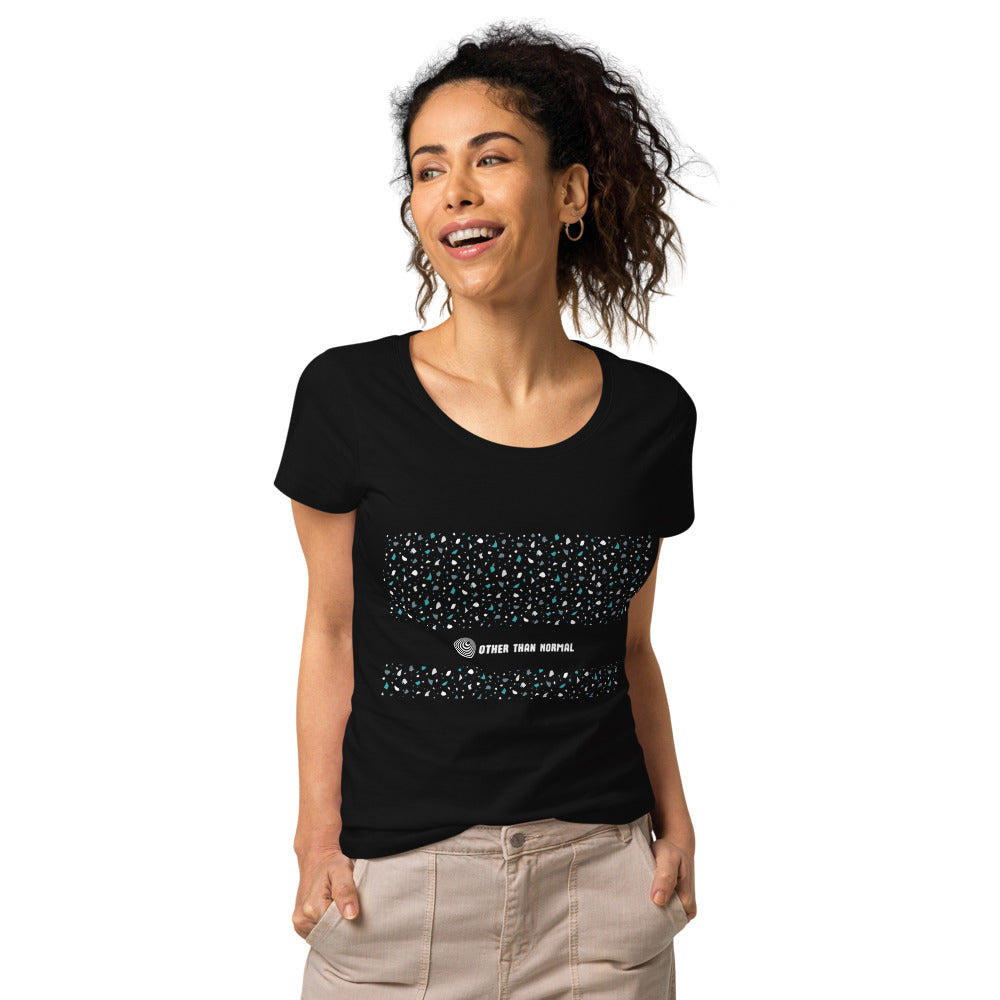 Basic Bio-Shirt "Melanie" - schwarz/türkis/weiß