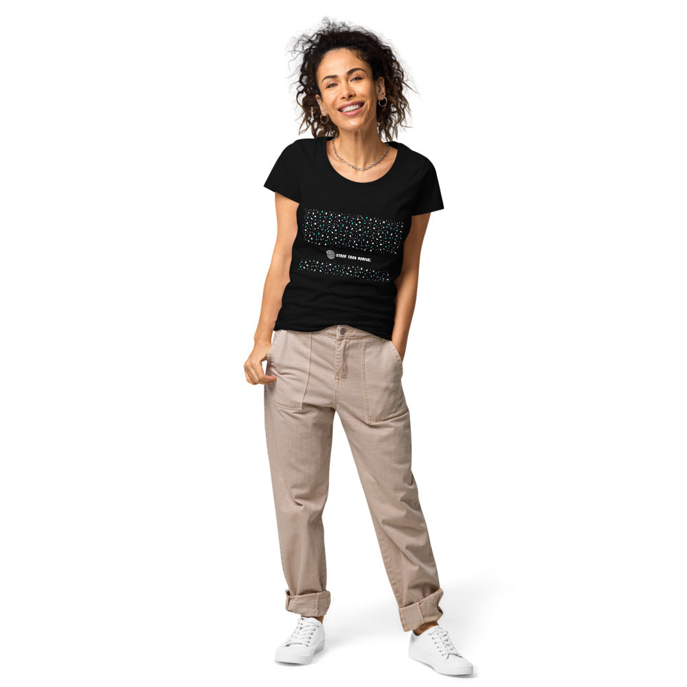 Basic Bio-Shirt "Melanie" - schwarz/türkis/weiß