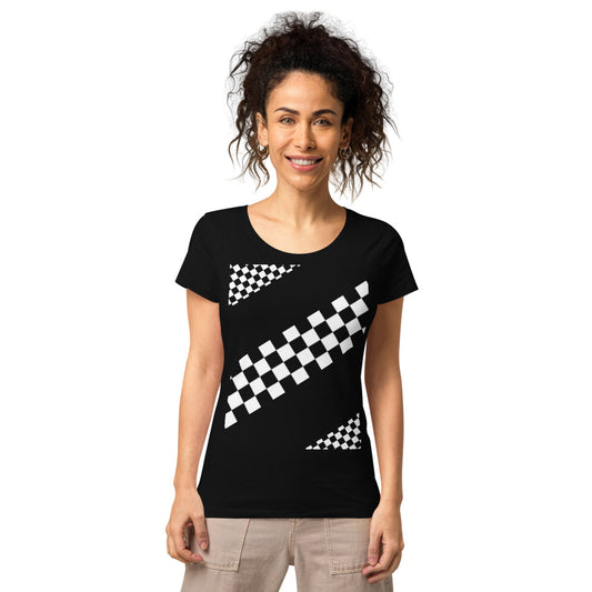 Basic Bio-T-Shirt für Damen, schwarz/weiß kariert