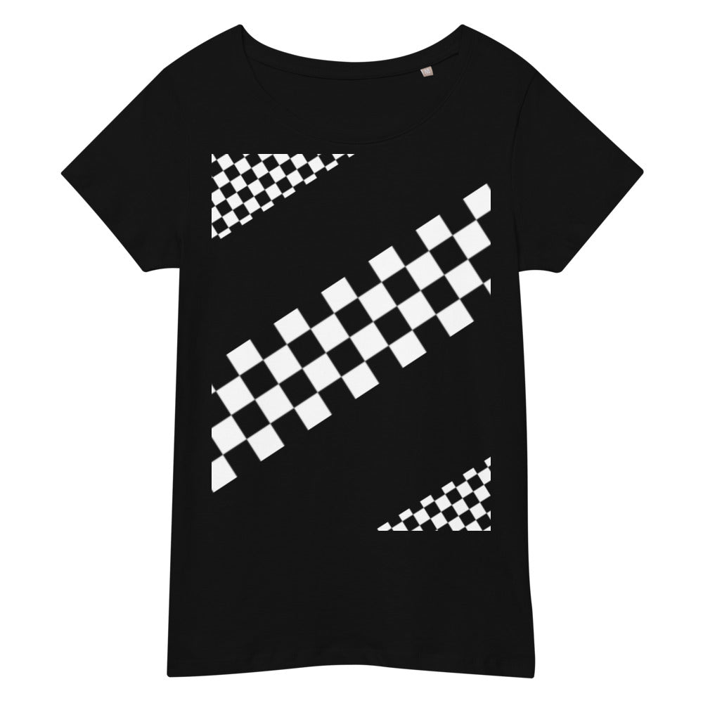 Basic Bio-T-Shirt für Damen, schwarz/weiß kariert