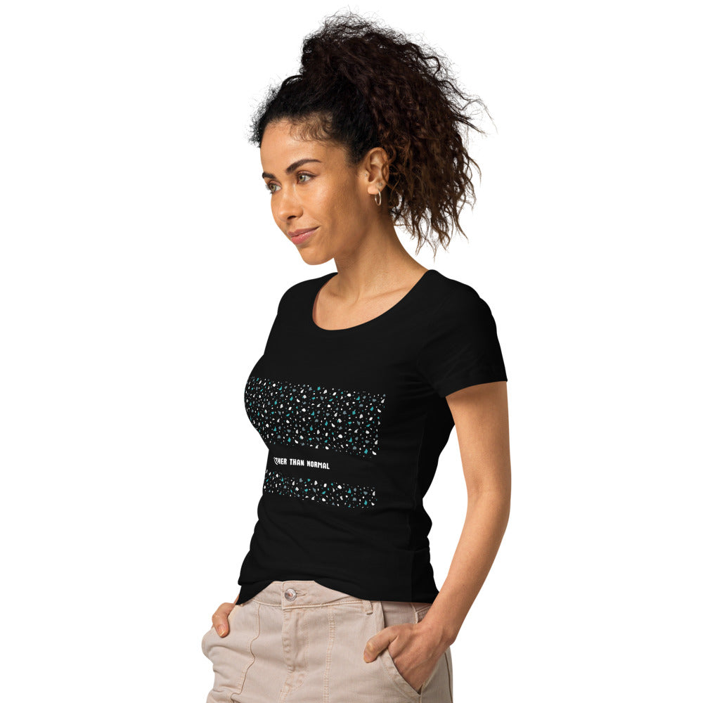 Basic Bio-Shirt "Melanie" - schwarz/türkis/weiß