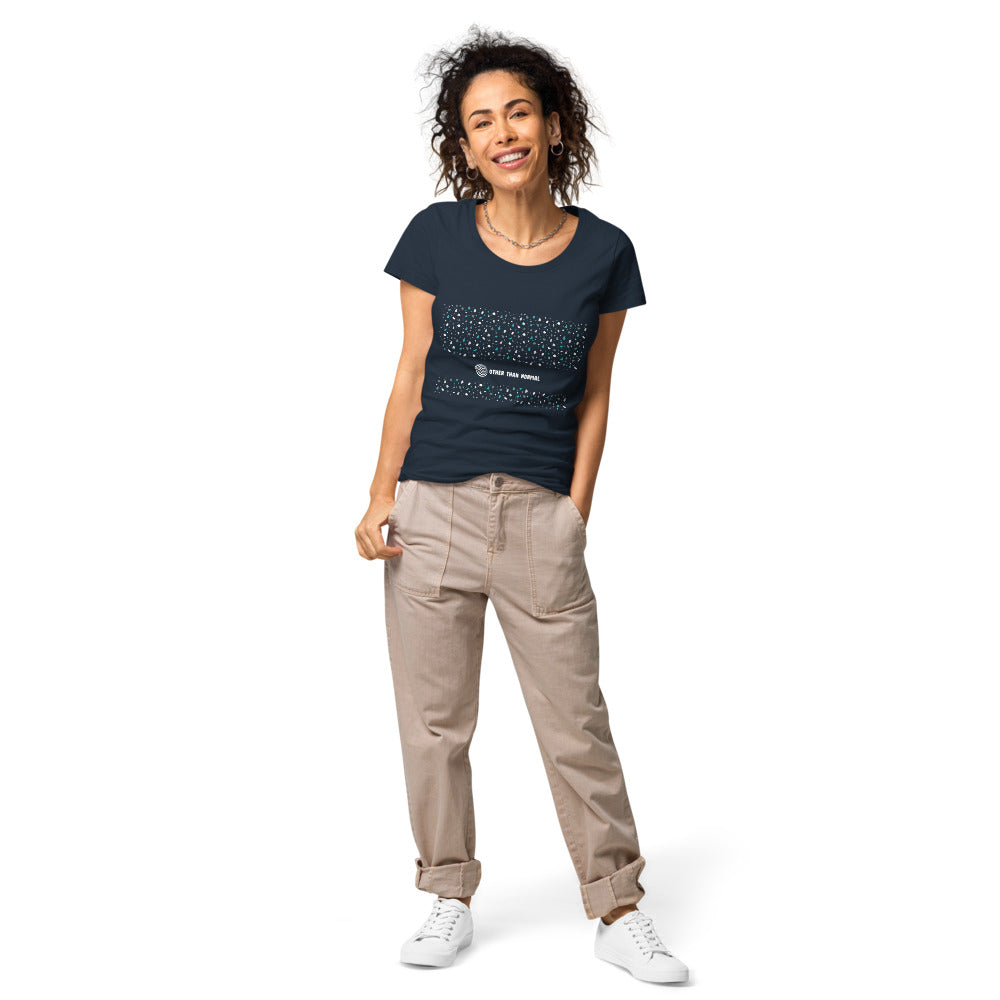 Basic Bio-Shirt "Melanie" - schwarz/türkis/weiß