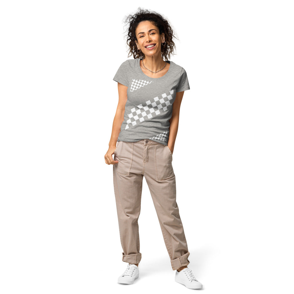 Basic Bio-T-Shirt für Damen, schwarz/weiß kariert