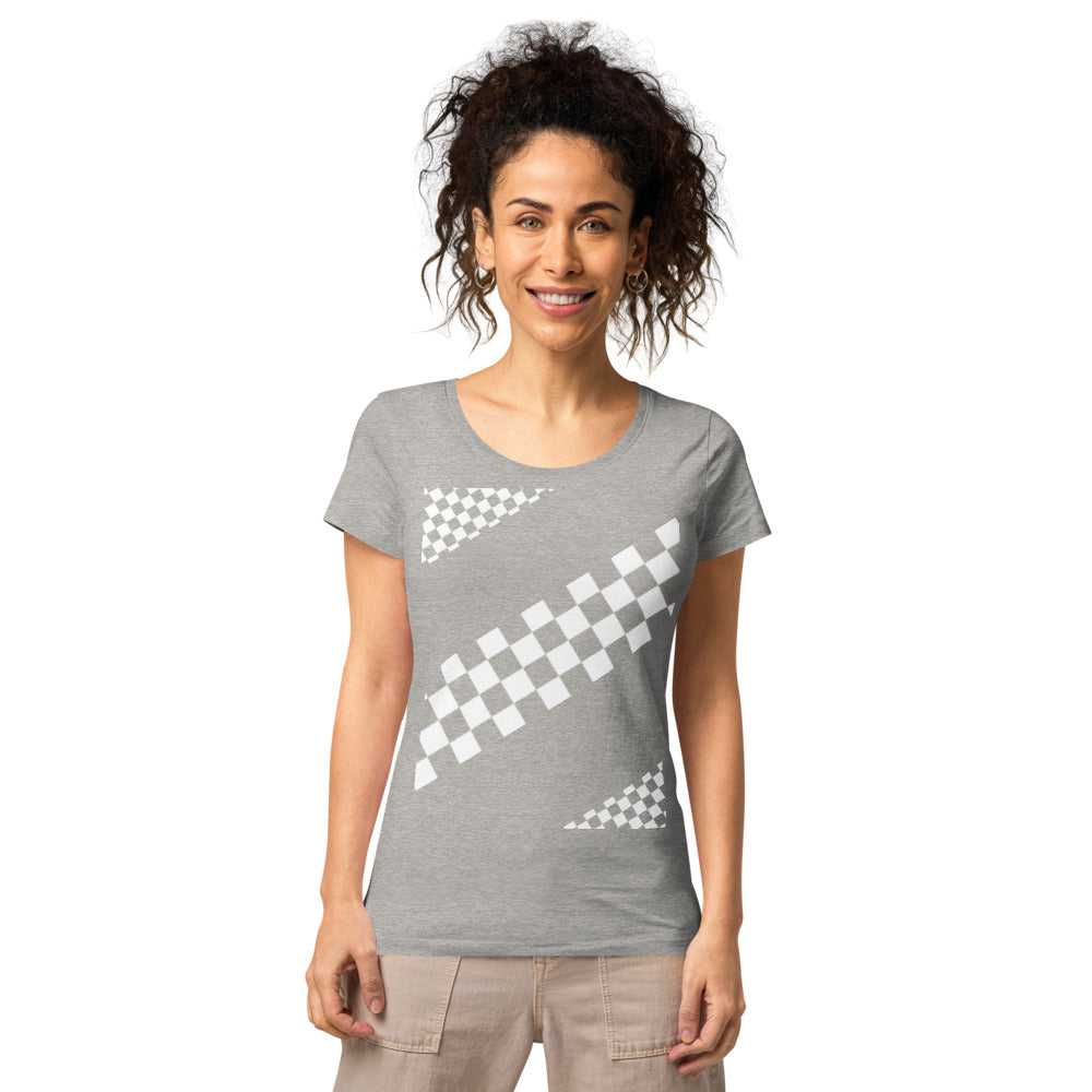 Basic Bio-T-Shirt für Damen, schwarz/weiß kariert