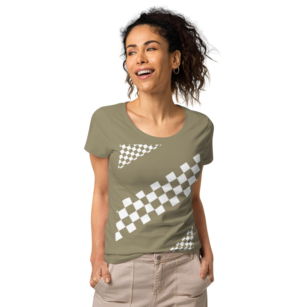 Basic Bio-T-Shirt für Damen, schwarz/weiß kariert