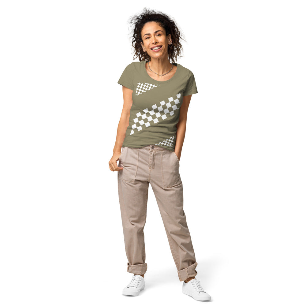 Basic Bio-T-Shirt für Damen, schwarz/weiß kariert