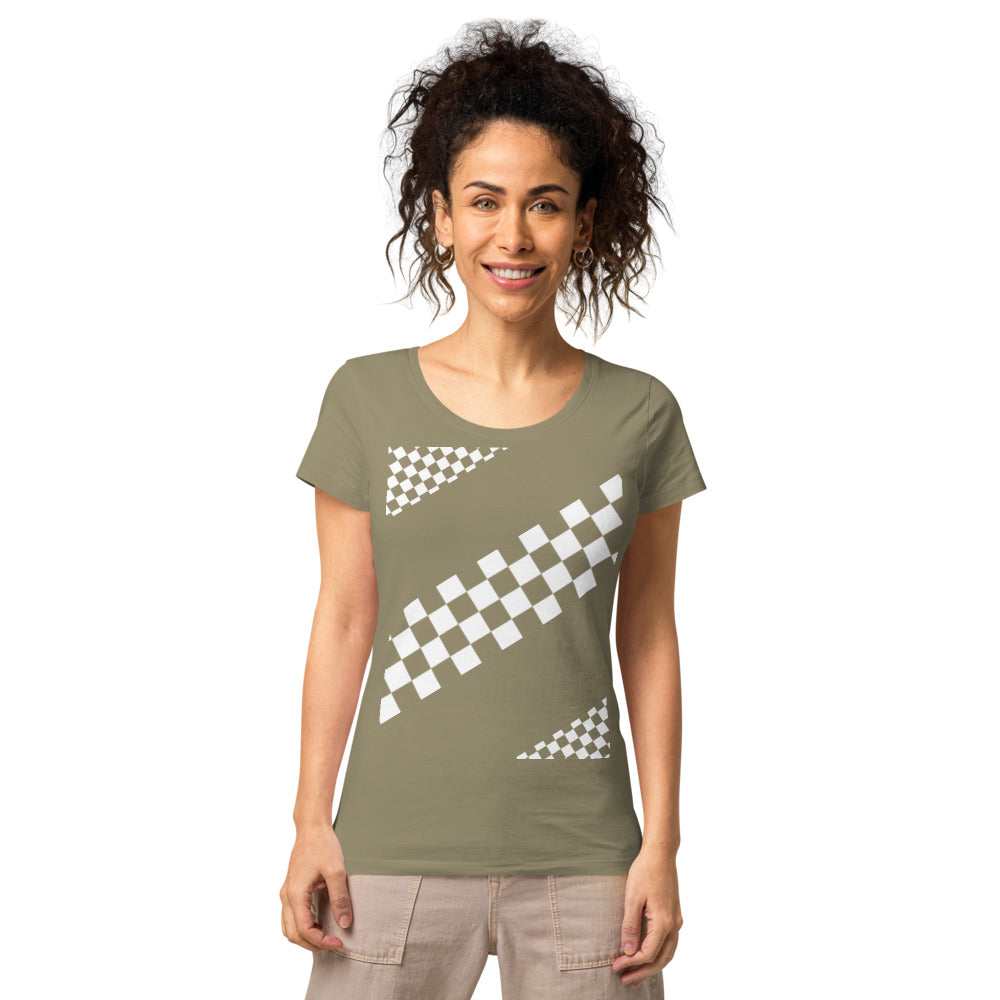 Basic Bio-T-Shirt für Damen, schwarz/weiß kariert