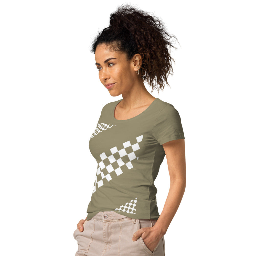 Basic Bio-T-Shirt für Damen, schwarz/weiß kariert