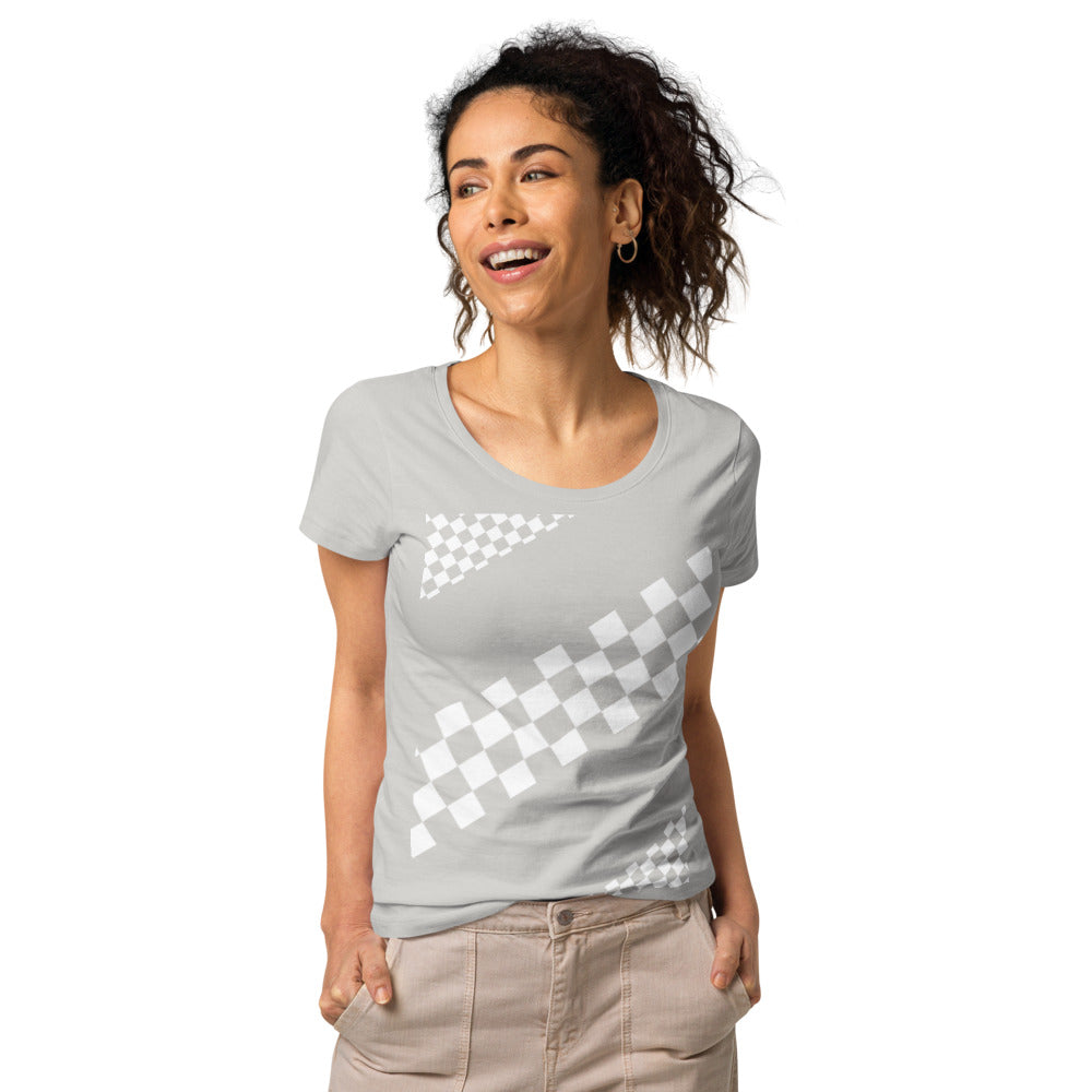 Basic Bio-T-Shirt für Damen, schwarz/weiß kariert