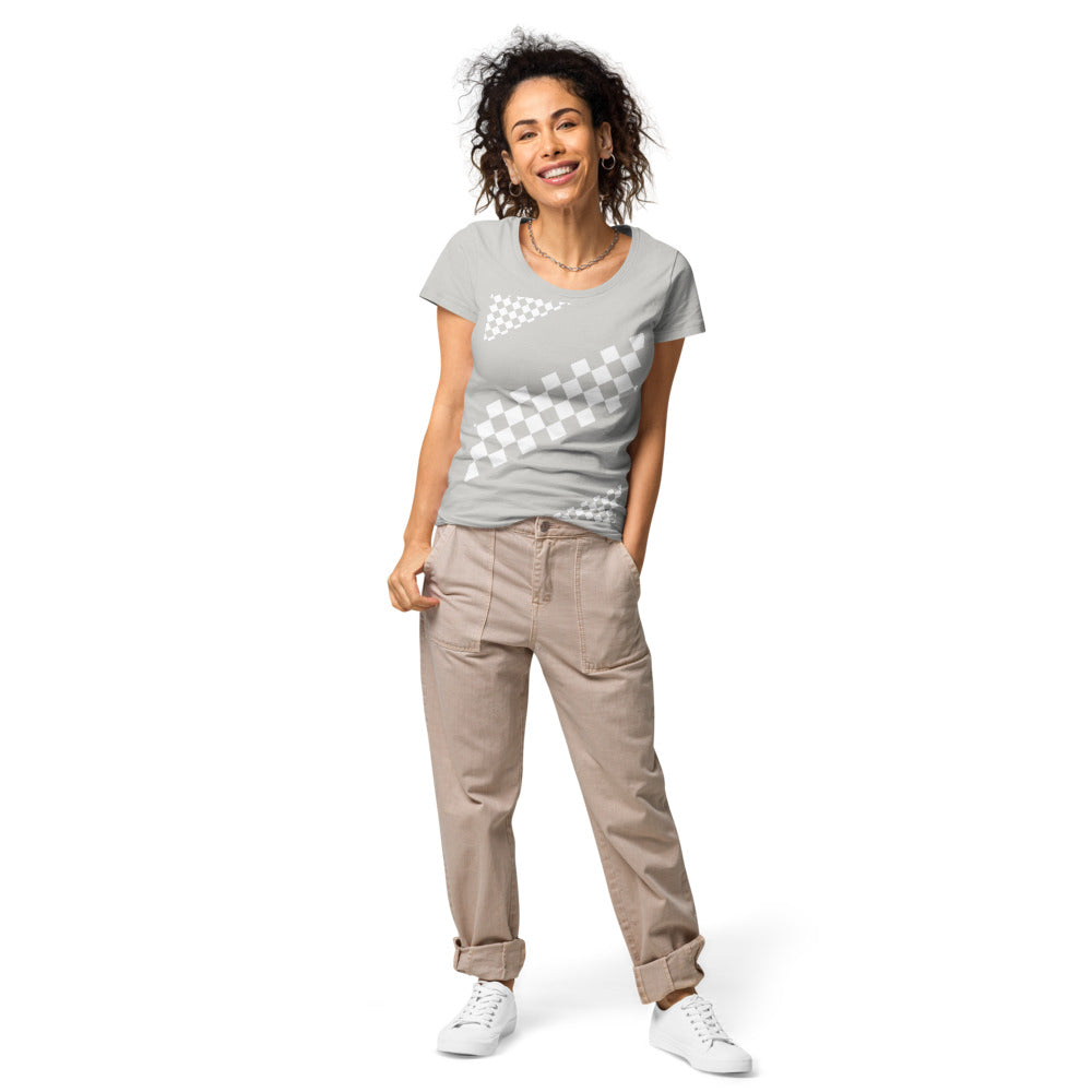 Basic Bio-T-Shirt für Damen, schwarz/weiß kariert
