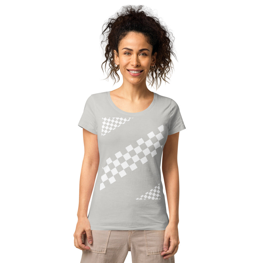 Basic Bio-T-Shirt für Damen, schwarz/weiß kariert