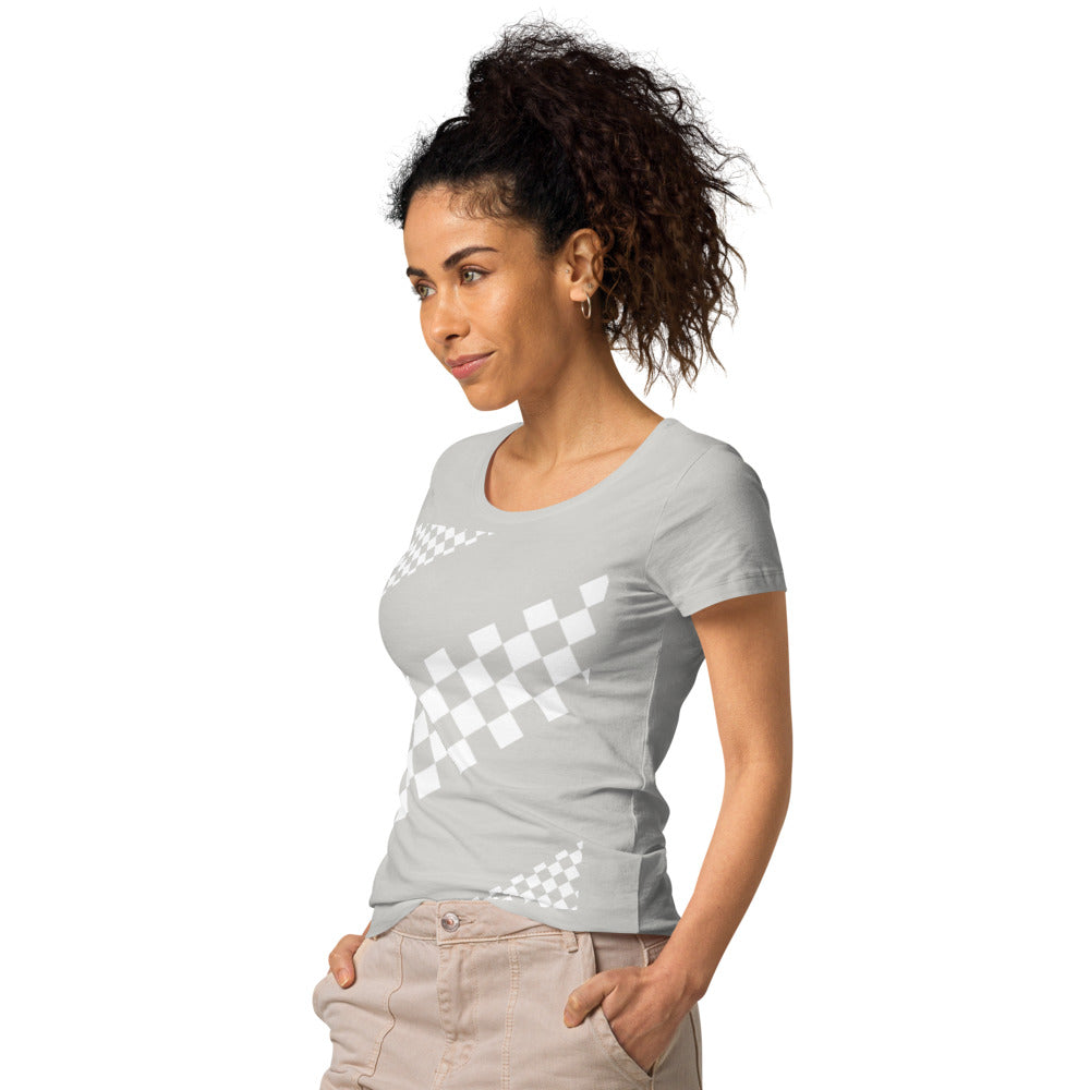 Basic Bio-T-Shirt für Damen, schwarz/weiß kariert