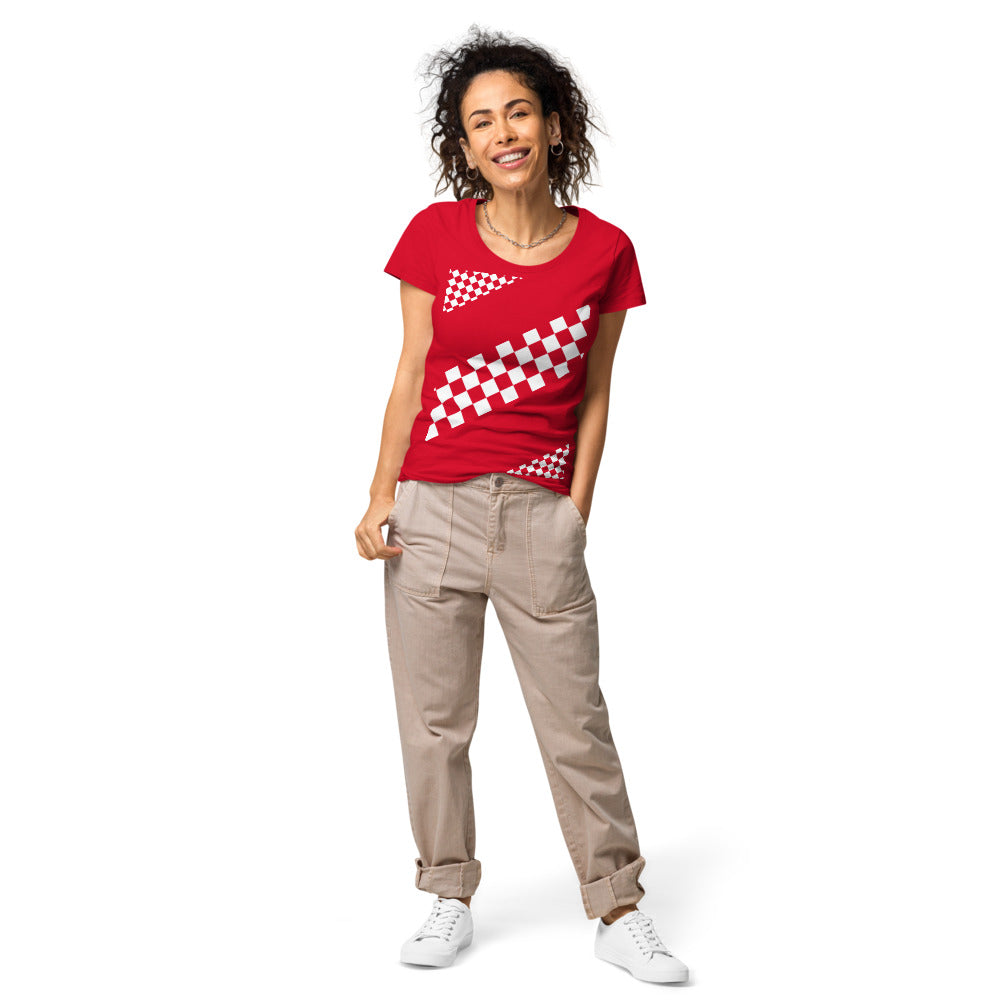 Basic Bio-T-Shirt für Damen, schwarz/weiß kariert